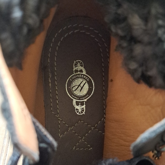 H by Hudson Adda Black Leather Shearling Lined Lace-Up Ankle Boots Trim Cozy - Picture 2 of 14